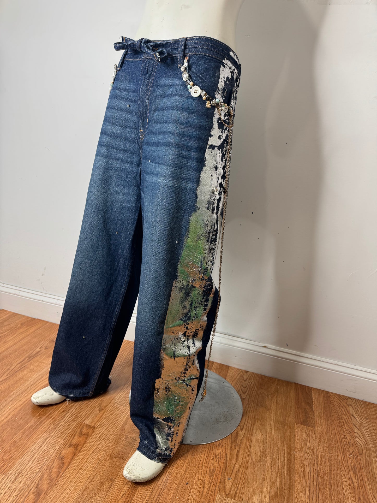 Jeweled Foiled Effect Denim