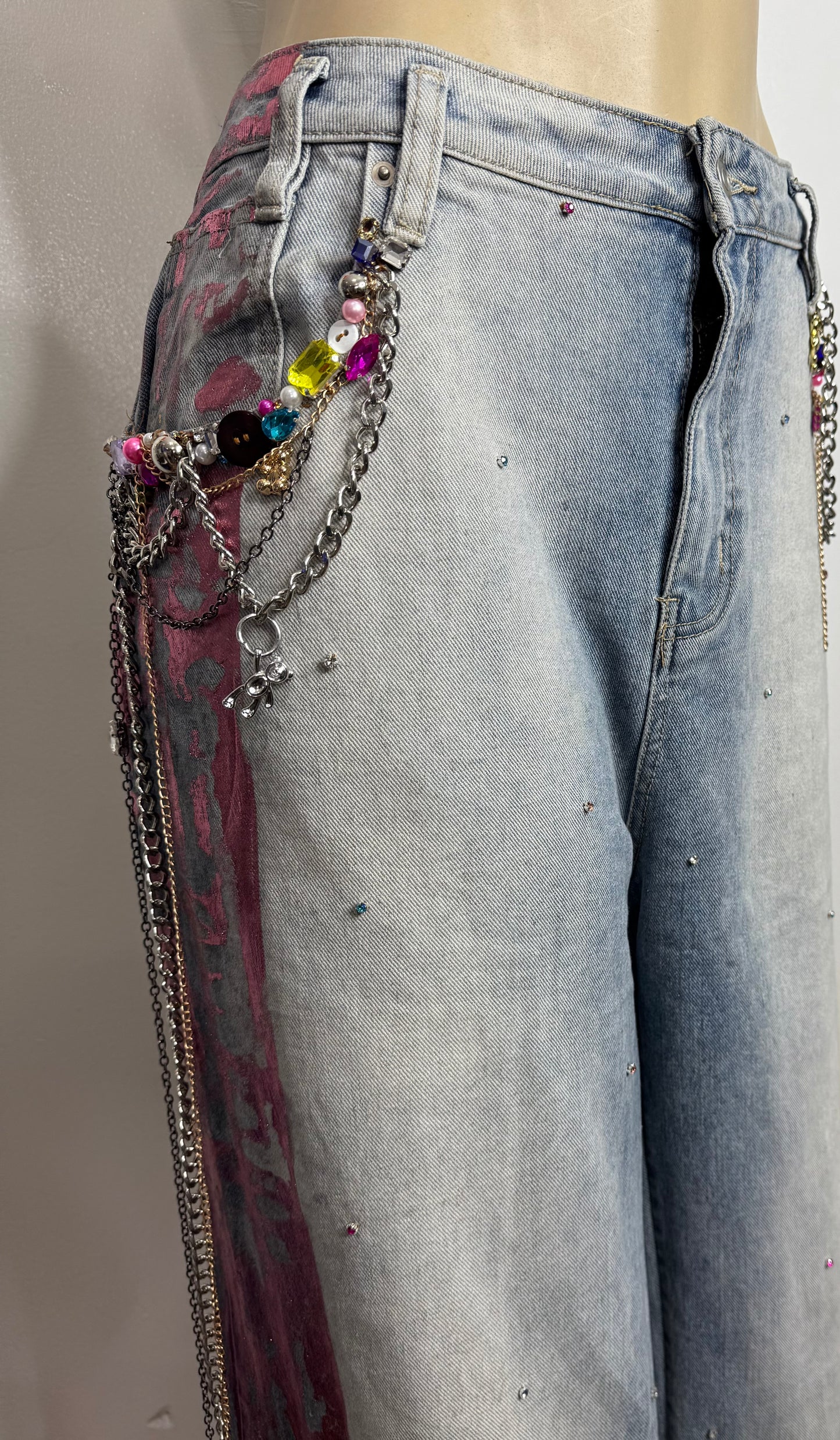 Jeweled Foiled Effect Denim